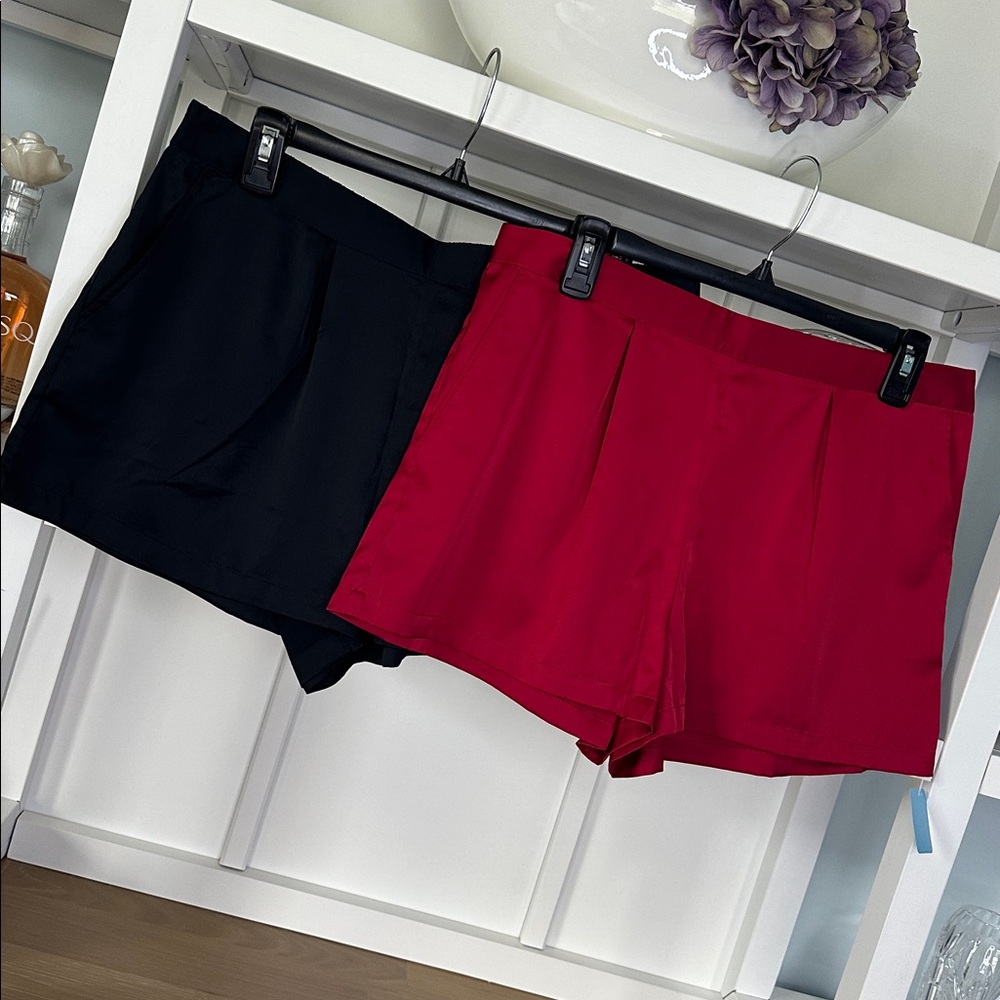 Bundle 5 items @ 20$, pay only 60$ - 2 satin Black and Red Pleated Shorts